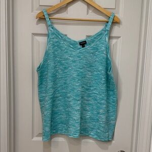 Torrid Teal Wave Pattern Sweater Tank Top